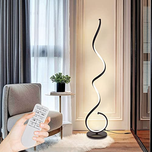 LMiSQ Corner Floor Lamp-Standing Lamp for Living Room Adjustable Dimmable Corner Lamp 3 Color Temperature Black Floor Lamps Modern Remote Control Floor Standing Reading Lamp (Black)