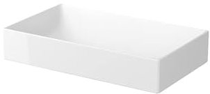 CERSANIT Countertop washbasin Without tap Hole, W x D x H: 35 x 60 x 11 cm, Square washbasin, Hand washbasin, Ceramic washbasin, Shock and Load Resistant, Glazed Surface, White