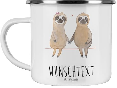 Mr. & Mrs. Panda Tasse Faultier Pärchen - Personalisierte Geschenke, Liebe, Camping, Tassen Bedrucken, Becher, Verliebt