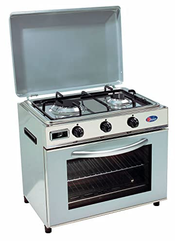 Parker srl Cucina Forno a Gas GPL Fornello 2 Fuochi con Piano Estraibile Baby Cucina CFParker (Acciaio Inox, Senza Grill)