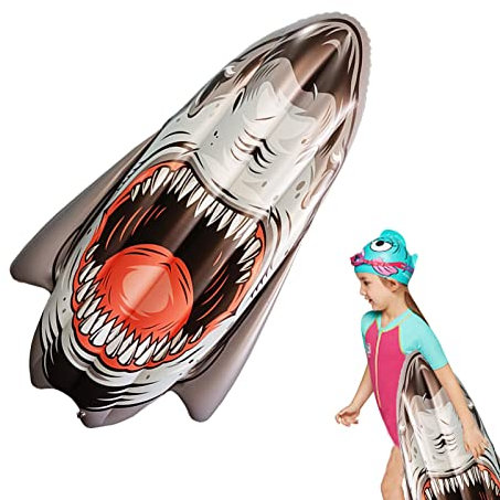Saiki Aufblasbares Schwimmbrett Kinder, Hai Bodyboard Mit 2 Griffen, Tragbares Surfboards Weiche Bodyboards Zum Schwimmen, Lernen Hilfsmatte, Pool Float Aquaplane Für Schwimmbad