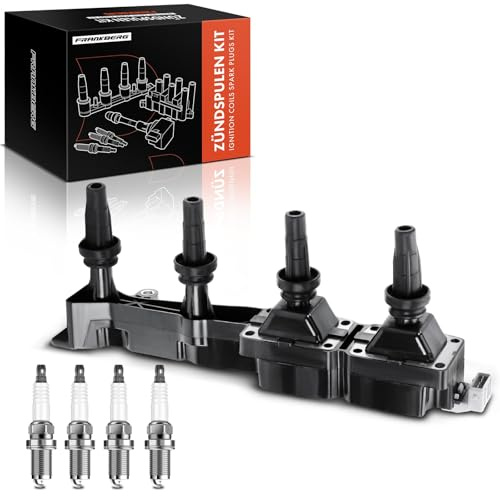Frankberg 1x Zündspule + 4x Zündkerze 0242229797 | Kompatibel mit Xsara N1, 206 Stufenheck, Partner Kasten 5, 207 WA_ WC_, Xsara Picasso N68, 307 CC 3B, C4 I LC, 307 Break 3E