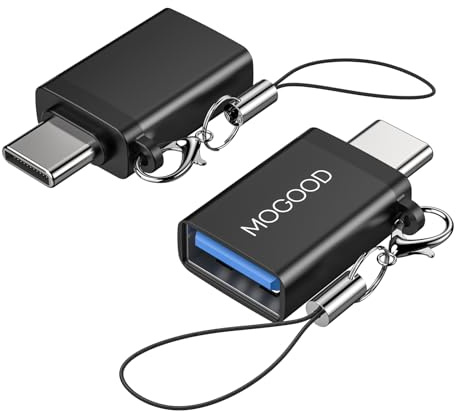 MOGOOD USB-C auf USB 3.0 Adapter, 5Gbps, OTG, 2er Set Schwarz, MacBook | Aluminium, 5Gbps, Plug-and-Play, für MacBook, Chromebook, Samsung, USB, Festplatte, Maus, Tastatur, Büro, Reisen, Gaming, PC