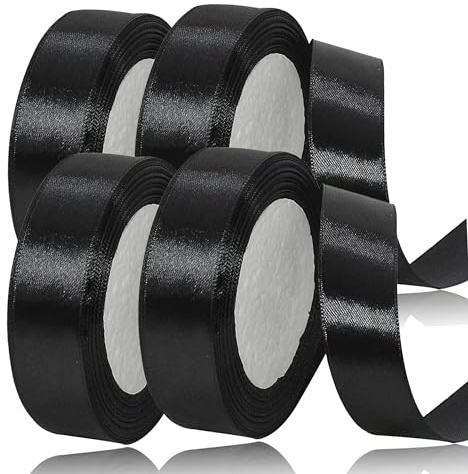 laeeyin Geschenkband Satinband 88m Geschenkband Breit, 20mm Schleifenband,Geschenkband Hochzeit Stoff, Satin-Geschenkband, Perfekt für Hochzeiten, Geburtstage und Festliche Anlässe (schwarz)