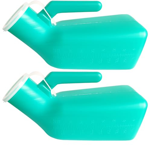 Männliche Urinalflasche 1000ml Spill Proof – Dicke tragbare Pee-Flasche mit Deckel – Ideal für Krankenhaus, Auto, Camping & ältere Menschen mit Inkontinenz – 2-Pack