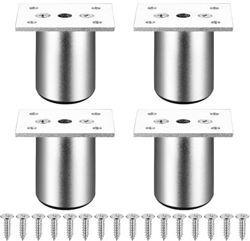 4 Pezzi Piedini Per Mobili, Piedini Regolabili per Mobili, Piedi per Mobili, Gambe per Mobili Tavolo, Gambe Regolabili 1-10mm in Metallo per Armadietto, Divano, Tavolo, Letto, Sedie, argentato/50 mm