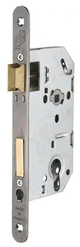 FTH - Serrure Encastrable Haut de Gamme SE 50 - Système de Retournement - Fermeture à Deux Tours - Têtière Nickelée Noir Mat - Coffre Acier - Axe 50 mm - Pour Porte d'Entrée - Noir