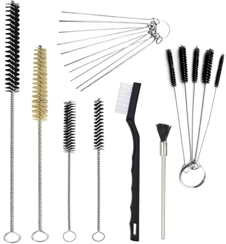 21 Pezzi Set di Pulizia per Pistole a Vernice, Kit Pulizia Aerografo con Spazzola Flessibile e Spazzola per la Polvere, per Aerografi, Strumenti per Verniciatura a Spruzzo e Attrezzature per Tatuaggi