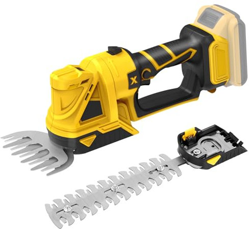Grasschere Strauchschere Set kompatibel mit Dewalt 20V Akku, 2 in 1 Mini Heckenschere mit 2 Aufsatzklingen, Elektrische Strauchschere zum Schneiden von Strauch und Gras (Ohne Akku)