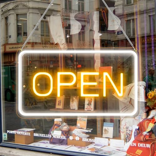 16x 9 Einstellbares Helligkeit Open Schild für Geschäfte, Ultra Helles LED Schild Open USB-betrieben mit EIN/AUS, Elektrisches Neon Sign für Geschäfte, Restaurants, Einzelhandelsgeschäfte Horizontal