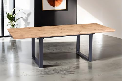 SAM Esstisch Bird 160x90 cm MDF Eiche-Optik ausziehbar Schweizer Kante U | Ausziehtisch mit Schmetterlingsauszug, MDF-Tischplatte, Tischbeine