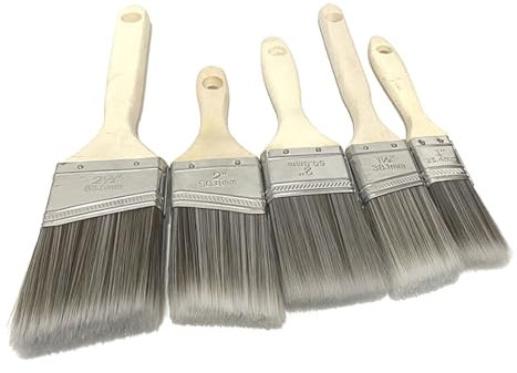 Pinsel-Set, flache und abgewinkelte Pinsel für Wand und Zierleisten, geeignet für Ölfarben auf Wasserbasis, 5 Stück