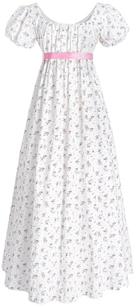 CR ROLECOS Vestido Imperio Mujer - Vestido Regency Mujer Vestido Victoriano con Mangas Abullonadas para Boda y Vestido de Baile, XL