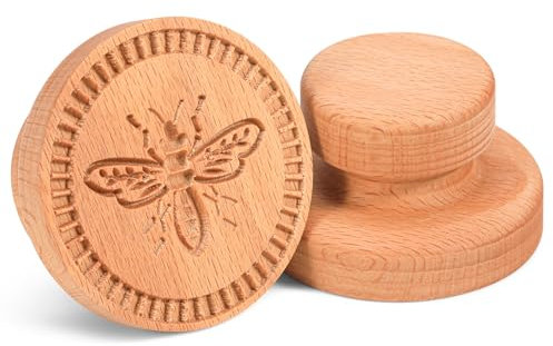 Maveite Wood Cookie Stamp - 2.5 Inch 3D Pressed Biscuit Mold Honeybee