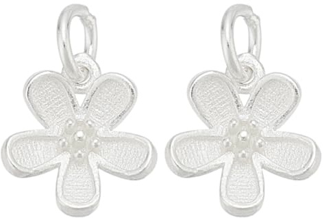 HOBBIESAY 2 Stück 925 Sterling Silber Blumenanhänger 11.5mm Blumenanhänger Mit Biegeringen Kleine Blumenanhänger Für DIY Armbänder Ohrringe Halsketten Schmuckherstellung Bohrung:3.5mm