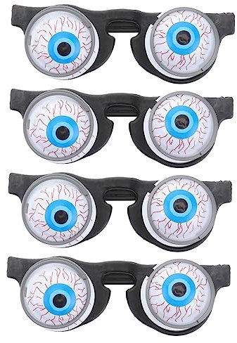 VICASKY 4stücke Wackelaugen Brille Lustige Prank-Requisiten Für Partys Fasching Und Halloween Komfortabel Tragbar Realistische Horror-Effekte Aus Gefertigt