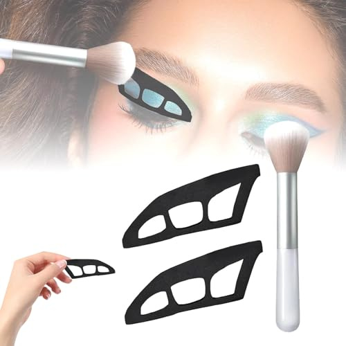2PCS Eyetour Eyeshadow Tool, Reusable Eyeshadow Stencils for Women Beginners, Professional Eye Makeup Tool with Brush, Quick Make Up Stencils for Eyes, Eyeshadow applicator Tool for Women Beginners(A)