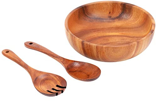 Wrtysully Insalatiera nel Legno - Insalatiera nel Legno di da 9,4 Pollici Grande con Cucchiaio, Può Essere Utilizzata per Frutta, Insalata