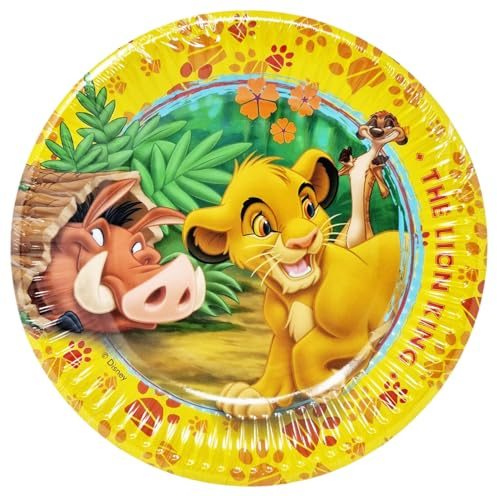 Disney Geburtstagsparty-Set, 10 Teller, Motiv König der Löwen, Timon, Pumbaa und Simba, Größe 19,5 cm