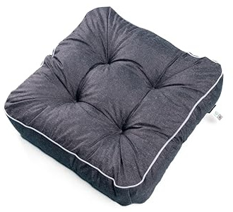 TexDeko® Ecolen Loungekissen Stuhlkissen 55x55x12 cm Sitzauflagen Gartenmöbel Polsterauflagen UV-Schutz & Wasserabweisend Bodenkissen Outdoor Rattanmöbel (Schwarz)