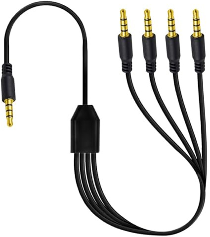 HUHANGGod 1 till 3 sätt 4 poler 3,5 mm hörlurar splitter kabel, 1/8 tum TRRS 1 i 3-utgång hane stereo ljudmikrofon kabel för hörlurar, högtalare (1 meter) (4 Väg)
