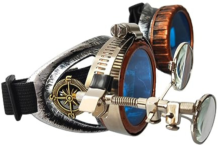 YIZITU Verbesserte Steampunk-Brille, Schweißen, Gothic, Cosplay, Vintage, Rustikal, RaveParty, Kostüm, für Damen und Herren, Steampunk-Brille, Vintage