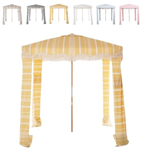 Ombrellone da spiaggia portatile da 1,8 x 1,8 m, protezione solare UPF 50+, tenda da spiaggia impermeabile, elegante colore rosa, ideale per famiglia estiva e viaggi