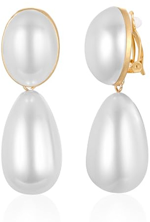 TOVABA Ohrclips Damen Ohne Ohrloch, Bequeme Clip Ohrringe Mit Weichen Gummipolstern, Leichte Geometrische Form Hängend, Hypoallergen Modeschmuck Für Empfindliche Ohren