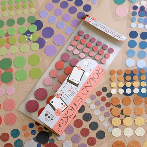 MSLSOZ 1104 PCS Dot Stickers Set - 24 Sheets Assorted Sizes (9-22mm) /Colors Sticker, Fabric Texture Craft Stickers for Scrapbook, Calendar, Schedule - Ideal Gifts for Book & Stationery Lovers