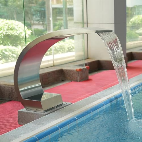ZHIGUANYUN Schwimmbad-Wasserfallbrunnen, Edelstahl-Poolbrunnen, Gartenbrunnen, geeignet für ebenerdige Pools und Gartenteiche im Freien 30x60CM