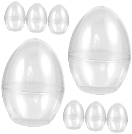 Hemobllo 8pcs Plastic Easter Eggs Fillable Baubles 90x90x120mm Egg-shaped Ornaments for Party Decorations and Holiday Craft Storage Boxes
