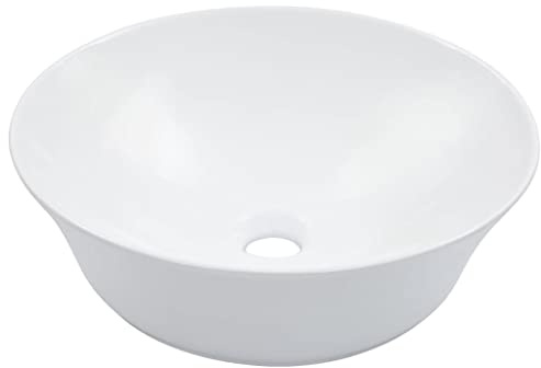 Kaorsrow Aufsatzwaschbecken 41 cm Weiß aus glänzender Keramik Modernes Mini Handwaschbecken für kleines Bad Gäste WC und Badezimmer