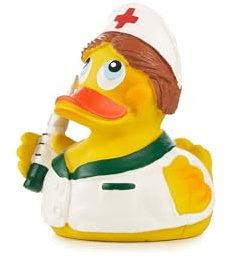Pato Enfermera | Pato de Goma Coleccionable Artesano | Lanco Barcelona 1952 | Caucho 100% Natural | Hecho y Pintado a Mano