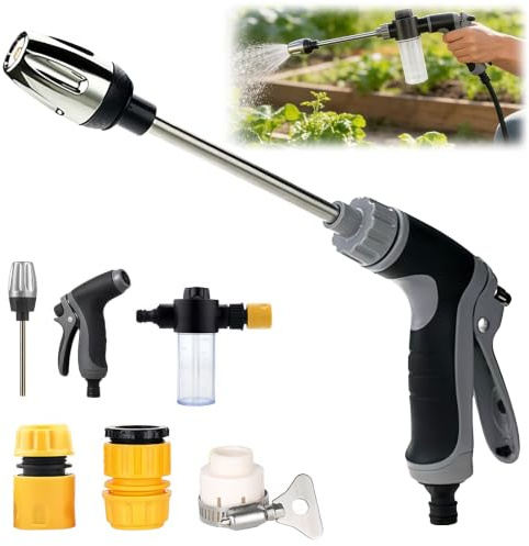 Pistola Presion Agua Alta Pulverizadora Universal Limpiador de Jardín | Boquilla Turbina Profesional, Ideal como Pistola Lavar Coche y Pistola Agua Presion Apta para Cualquier Manguera