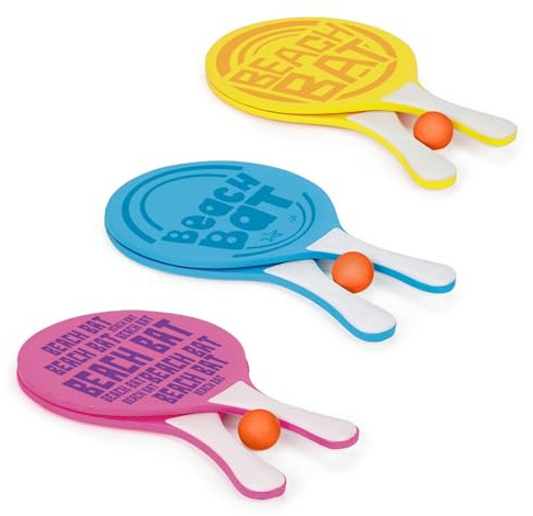 Set di mazze da spiaggia in legno, con 2 pipistrelli e palla in legno, colori assortiti, set da gioco estivo all'aperto