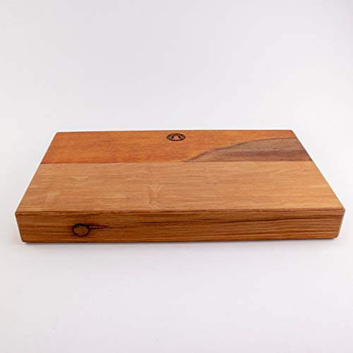 Grand bloc à découper/planche à découper XXL en vieux fûts (chêne) - Fabriqué à la main - Très robuste - Pièce unique du Palatinat - 47,5 x 28,5 x 5,5 cm