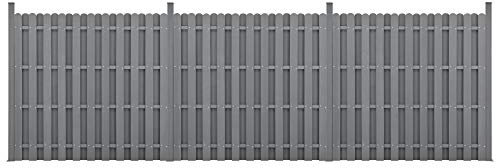 neu.holz WPC Gartenzaun Gerade Ausführung mit Pfosten 185x562cm Grau Sichtschutz Windschutz Lamellenzaun Zaun