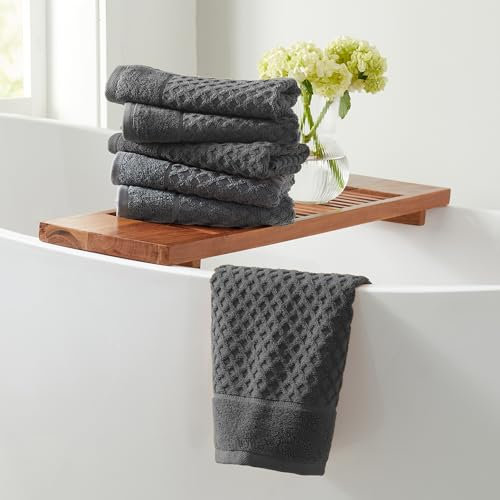 Great Bay Home 100% Baumwolle graue Handtücher | 6 weiche Badezimmer-Handtücher | sehr saugfähige, schnell trocknende Badetücher | Grayson Collection (6er Set, Diamond Dark Grey)