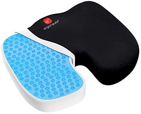 Ergonauts Sitzkissen Orthopädisch – Steißbeinkissen & Ergonomisches Sitzkissen für Stuhl & Bürostuhl – Gel & Memory-Schaum, rutschfest, gegen Rückenschmerzen & Ischias