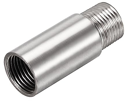 sourcing map Duschkopf Verlängerungsarm Edelstahl 1/2 PT Stecker auf 1/2 PT Innengewinde 60mm Länge Gussrohr Anschlusskupplung