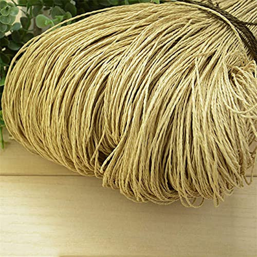 JIUFU 600 Metros 500g Hilo de Paja de Rafia Natural para Tejido a Mano Crochet Sombrero de Verano Bolso cojín cestas Material de Tejer DIY