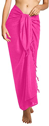 CHAINUPON Jupe de plage pour femmes - Paréo, sarong transparent long - Couvre-maillot de bain pour bikini, rose vif, One Size