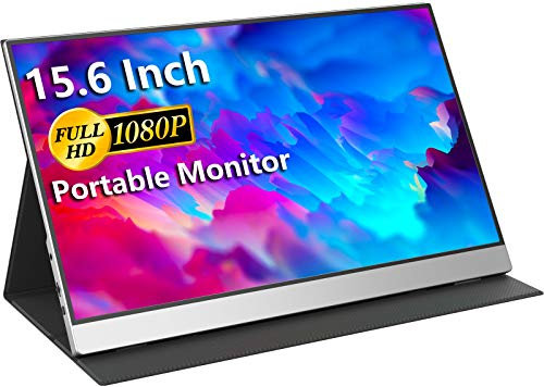 cocopar Tragbarer Monitor - 15,6 Zoll FHD HDR FreeSync Zero Frame USB-C-Computerdisplay mit Dual-Typ-C-Mini-HDMI für Laptop-PC-Telefon Mac Surface Xbox PS4/5, mit Smart Cover