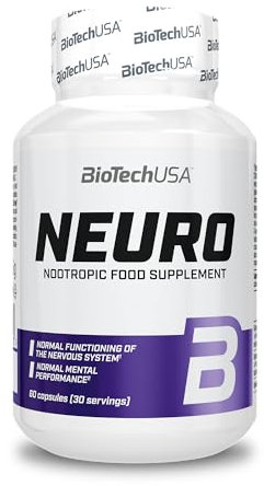 BioTechUSA Neuro Complément alimentaire sous forme de gélule avec des extraits végétaux, des vitamines et des mineraux, 60 capsules