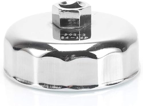 Esoldnic 84mm 14 Flutes Oil Filter Socket Oil Filter Cap Wrench Tool Universal Chrome Plated Steel Oil Filter Removal Tool Compatible with Mercedes Dodge and Jeep 3.0L Diesel Engines