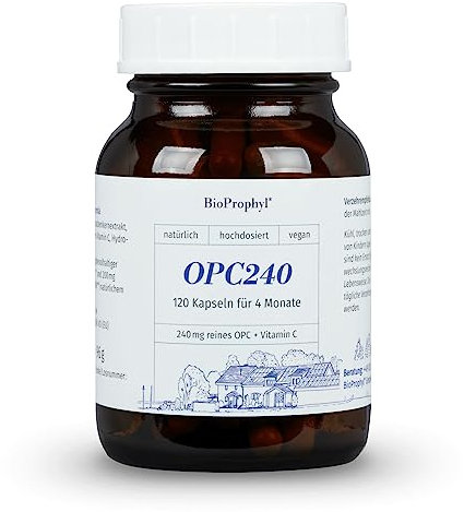 BioProphyl® OPC240-240 mg reines OPC aus 600 mg Traubenkernextrakt - hohe Qualität hochdosiert - mit Vitamin C aus der Acerolakirsche (120 Kapseln)