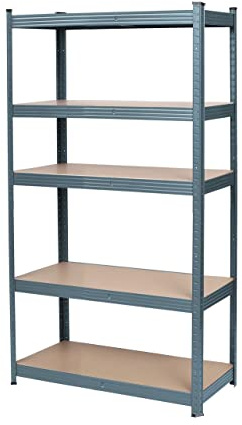 METRO Professional Schwerlastregal, Metall Lager-Regal/kellerregal, 90x45x180 cm, 5 verstellbaren Böden, grau