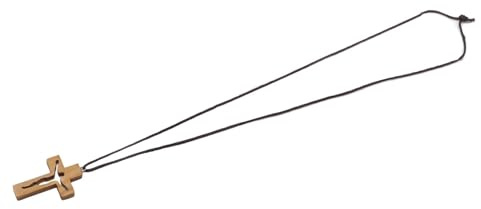 Jesus Kreuz Anhänger Halskette aus Holz, Ausgeschnittenes Hollow Design, Glück und Gesundheit Symbol, Für Herren und Damen, Kruzifix Schmuckstück zum Gebet