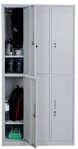 Mendler Schließfach Boston T829AM Metall 6 Fächer - grau | Schließfachschrank, Wertfachschrank, Spind