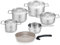 Fissler Pure Collection/Edelstahl-Kochtopfset, 6-teilig, Töpfe mit Metall-Deckel (3 Kochtöpfe,1 Bratentopf 1 Stielkasserolle, Ceratal Comfort Pfanne 24 cm) - Induktion